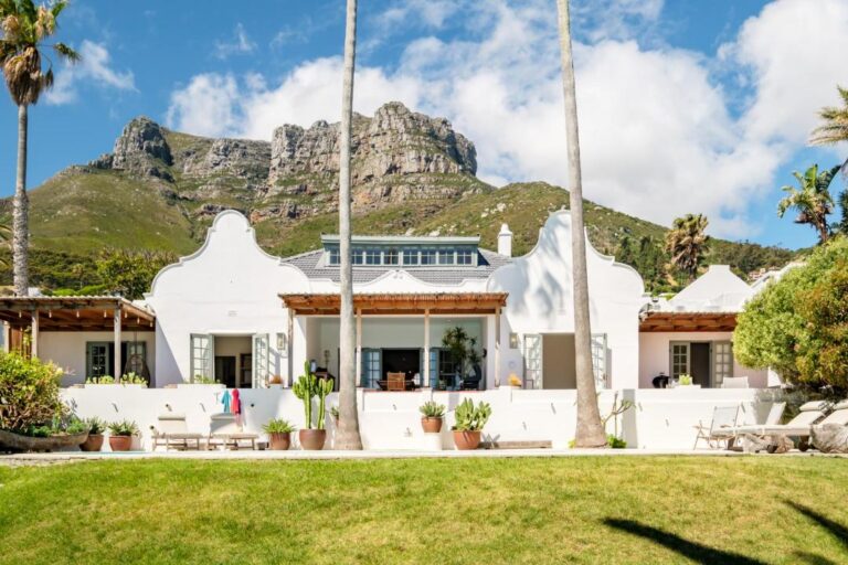 Cape Dutch-style villa with mountain backdrop at Solmara