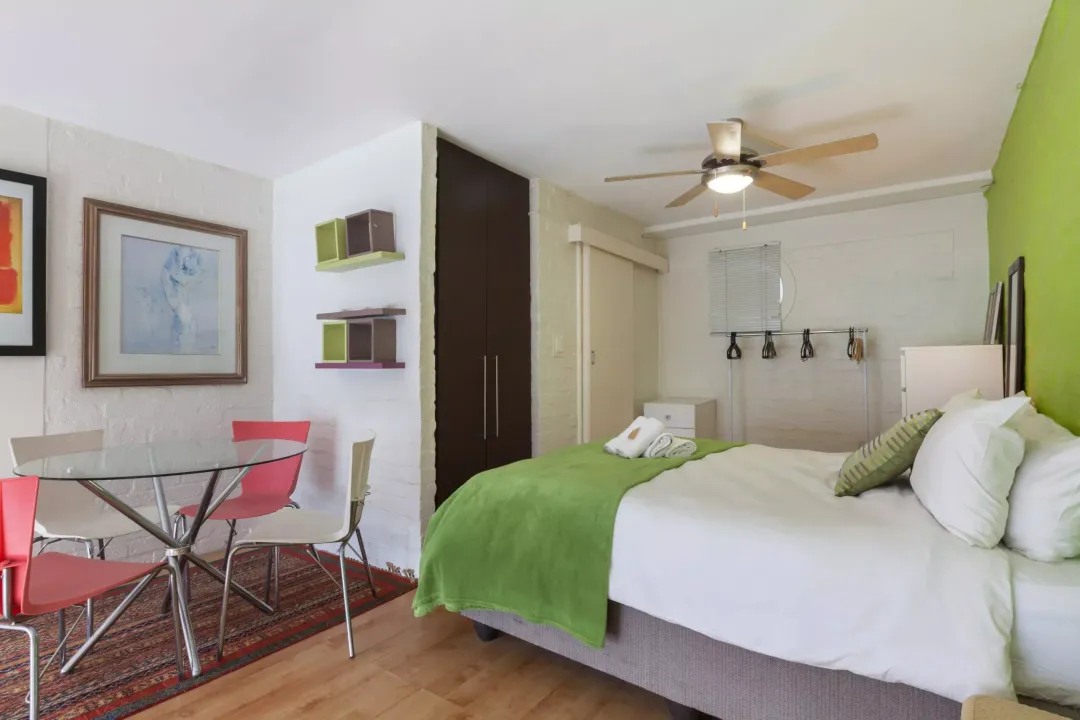 Bright and modern studio bedroom at 14 Harbour Terrace