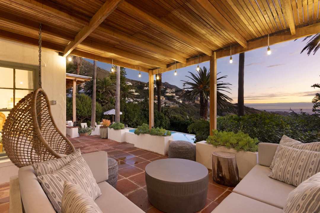 Covered sunset terrace with ocean views at Solmara