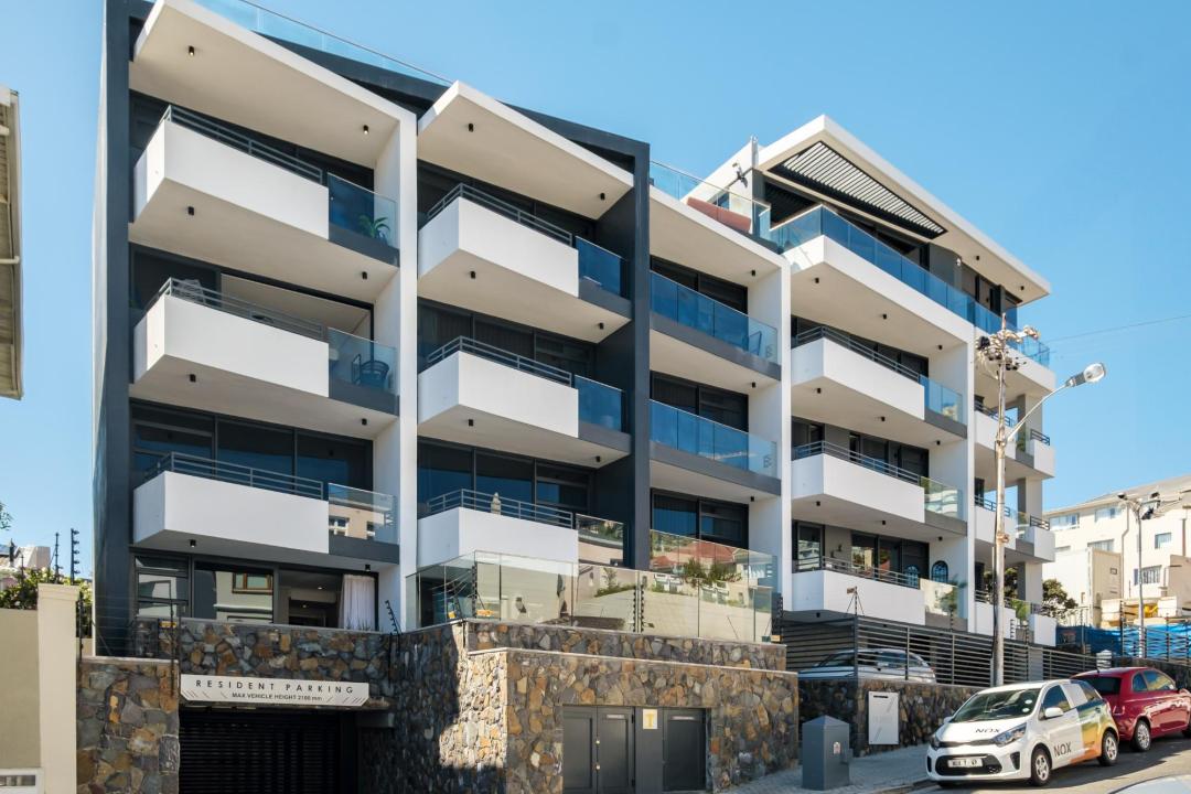Modern apartment building exterior in Sea Point – home to Bantry Pad