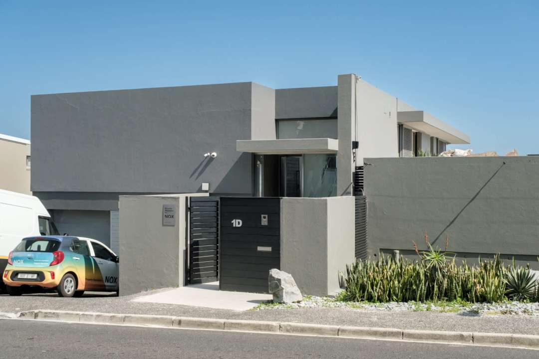 Contemporary architectural entrance with private access at Blue Ocean Penthouse